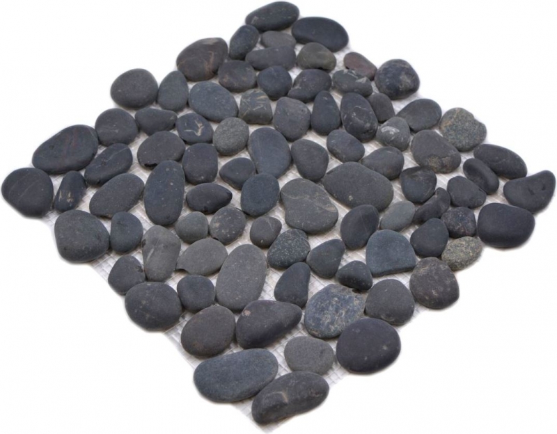 River pebble Stone pebble curved dark gray anthracite black shower tray shower wall kitchen - MOS30-0208