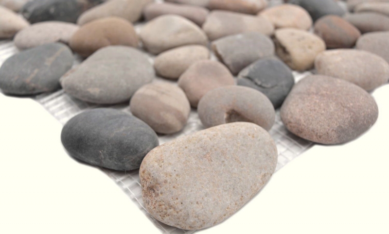 River pebble stone ciottoli ad arco beige grigio nero crema antracite piatto doccia parete doccia cucina - MOS30-1204