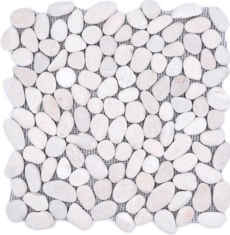 River pebble stone pebble arched white cream ivory shower tray shower wall tile backsplash kitchen - MOS30-0102