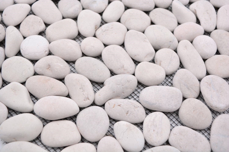 River pebble stone ciottoli ad arco bianco crema avorio piatto doccia parete doccia piastrelle backsplash cucina - MOS30-0102