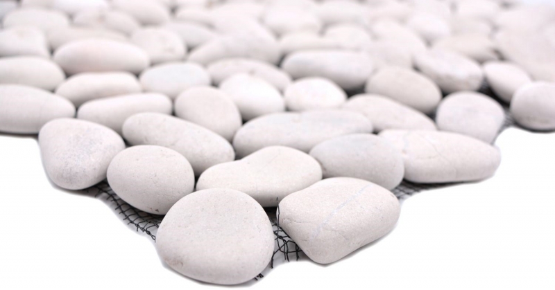 River pebble stone ciottoli ad arco bianco crema avorio piatto doccia parete doccia piastrelle backsplash cucina - MOS30-0102
