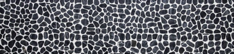 Motif main mosaïque carreaux de rivière galets de pierre galets coupés noir MOS30-0302_m