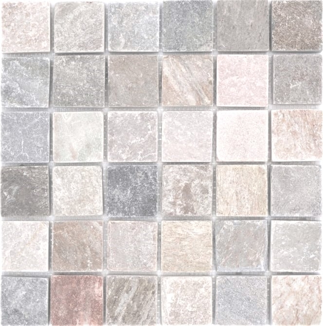 Mosaikfliese Mosaikplatte Quarzit Naturstein beige grau 36-0206/_f 10Mosaikmatten