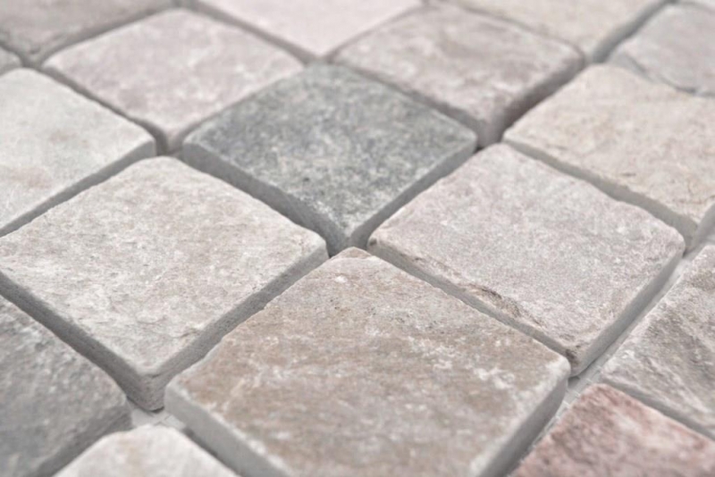 Quartzite natural stone mosaic tile beige gray wall floor shower kitchen splashback tile backsplash - MOS36-0204
