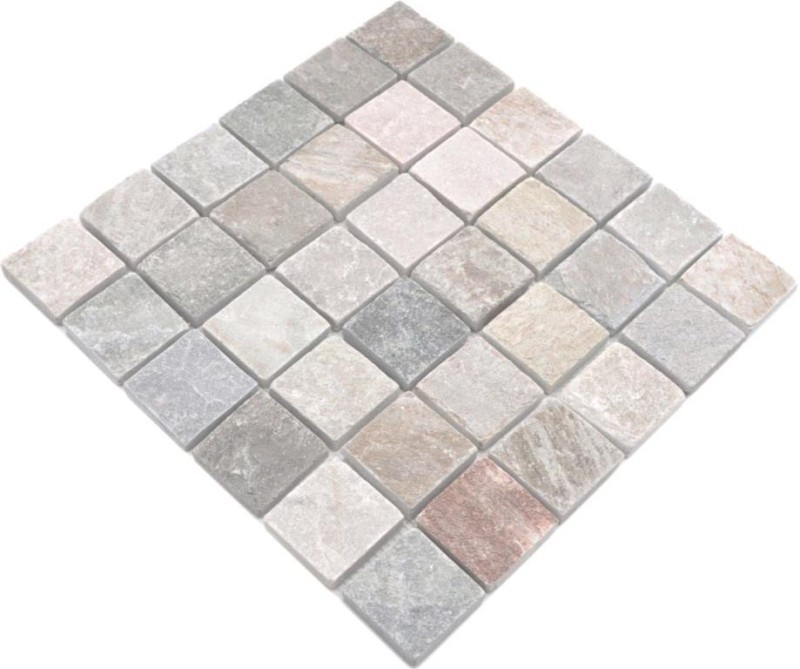 Quartzite natural stone mosaic tile beige gray wall floor shower kitchen splashback tile backsplash - MOS36-0204