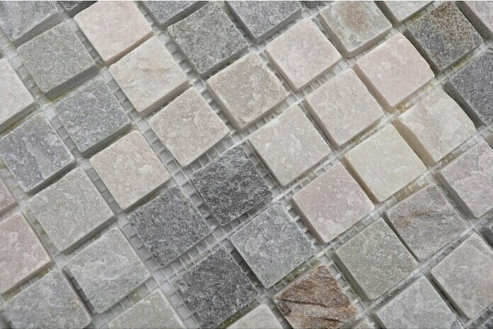 Quartzite natural stone mosaic tile beige gray wall floor shower kitchen splashback shower wall - MOS36-0206