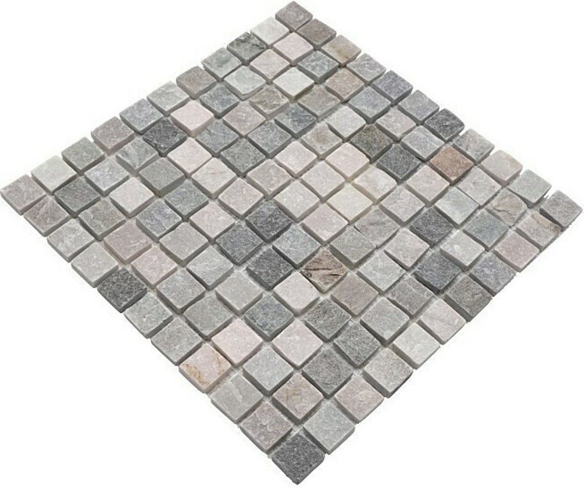 Quarzit Naturstein Mosaik Fliese beige grau Wand Boden Dusche Küchenrückwand Duschwand - MOS36-0206