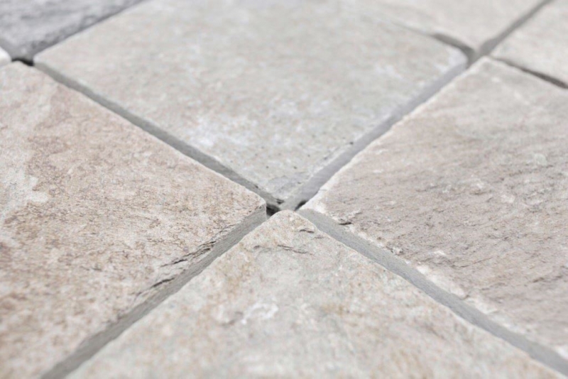 Quarzit Naturstein Mosaik Fliese beige grau Wand Boden Dusche Küchenrückwand Fliesenspiegel Bad - MOS36-0210
