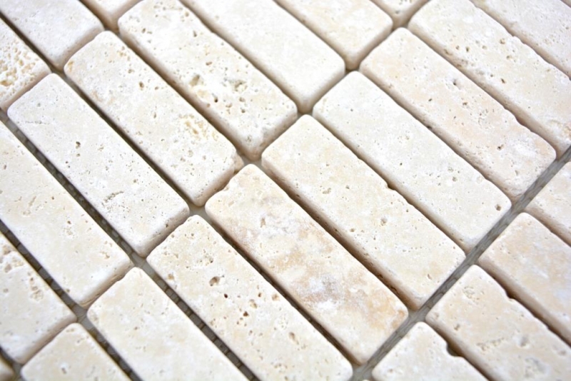 Travertino mosaico piastrelle terrazza pavimento pietra naturale beige crema striscia piastrelle backsplash parete rivestimento cucina piastrelle bagno - MOS43-46158