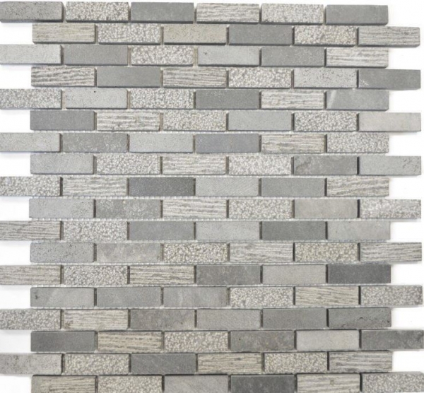 Mosaic marble natural stone gray cement gray anthracite brick brick look carving tile backsplash kitchen - MOS40-B49