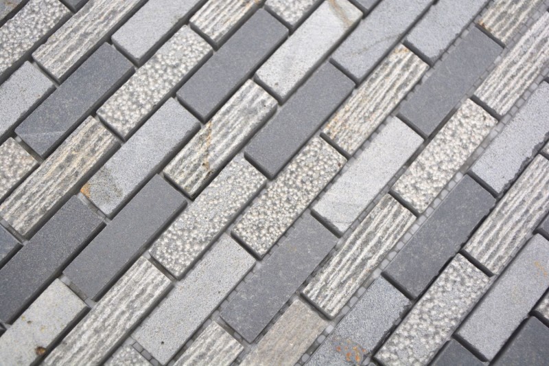 Mosaic marble natural stone gray cement gray anthracite brick brick look carving tile backsplash kitchen - MOS40-B49