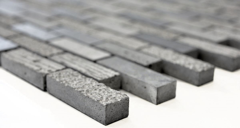 Mosaik Marmor Naturstein grau cementgrau anthrazit Brick Backsteinoptik Carving Fliesenspiegel Küche - MOS40-B49