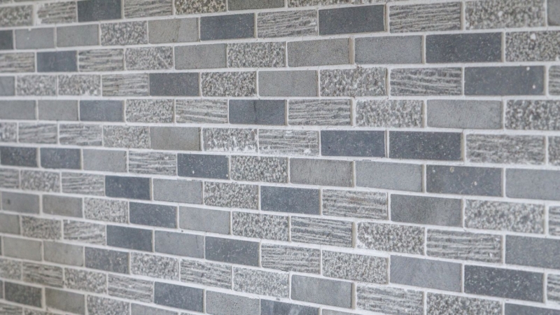Mosaico di marmo pietra naturale grigio cemento grigio antracite mattone mattone look scultura piastrelle backsplash cucina - MOS40-B49