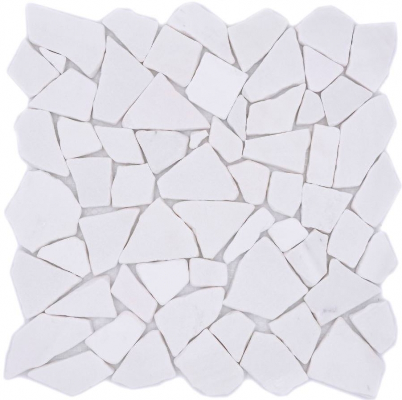 Mosaik Bruch Marmor Naturstein Polygonal weiß Wandverblender Fliesenspiegel Wandfliese Küchenfliese - MOS44-0102
