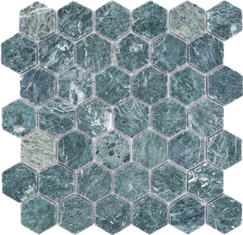 Handmuster Mosaik Fliese Marmor Naturstein Hexagon Marmor grün MOS44-0210_m
