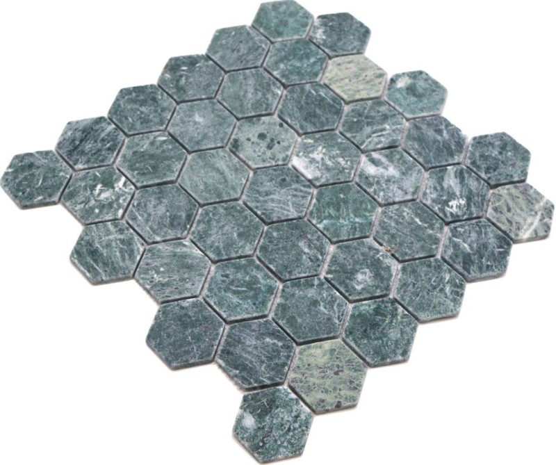 Piastrella di marmo a mosaico pietra naturale esagono verde antracite effetto pietra backsplash - MOS44-0210