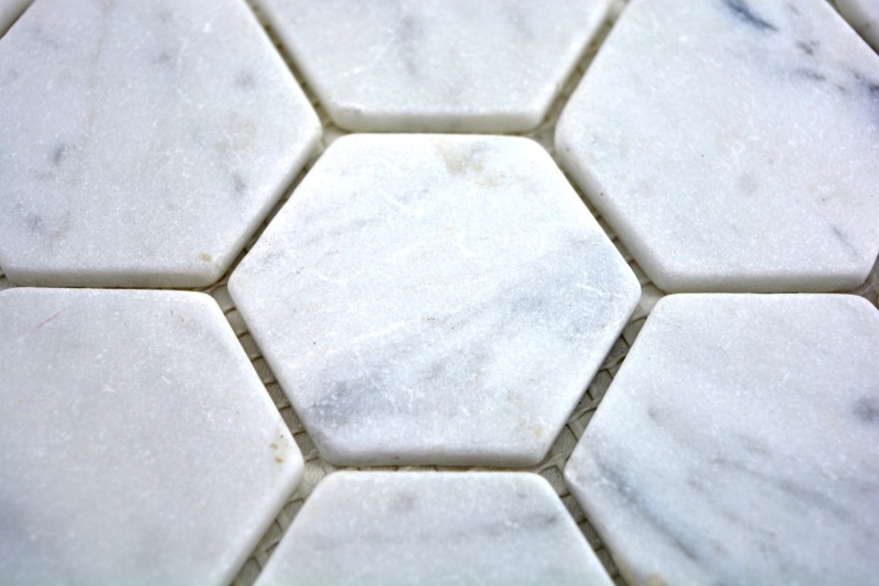 Hand sample mosaic tile marble natural stone hexagon marble white Carrara MOS44-0103_m