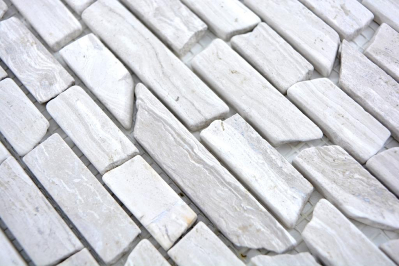 Handmuster Mosaik Fliese Marmor Naturstein Brick Splitface grau Streifen MOS40-3D20_m 