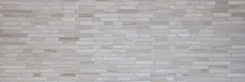 Mosaic marble natural stone brick composite rods light gray stripes splashback wall cladding - MOS40-MOSBrick2012