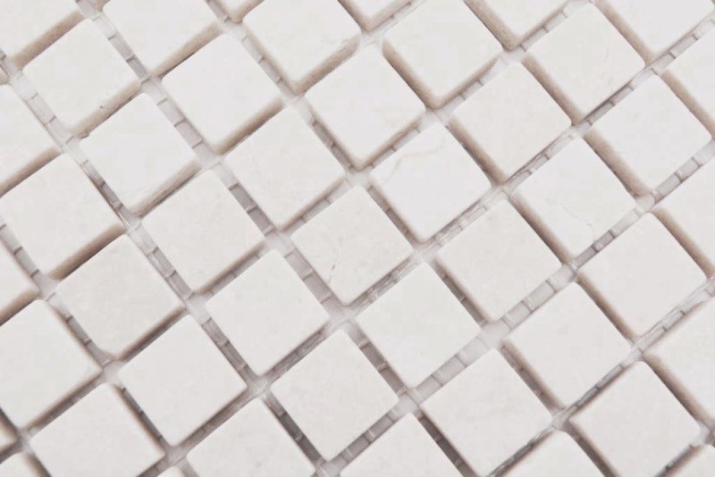 Marmor Mosaik Steine Naturstein creme hellbeige mini Quadrat - MOS38-0104