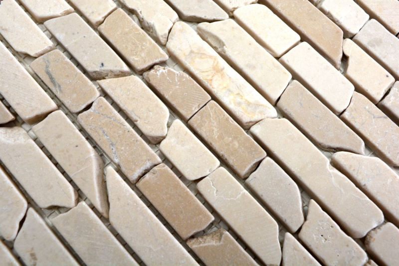 Mosaik Fliese Marmor Naturstein weiß Brick Botticino Anticato Küchenrückwand MOS40-0102_f