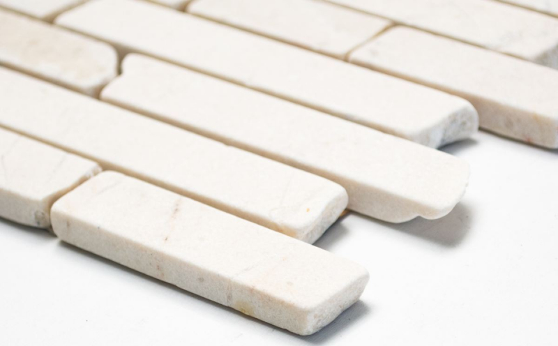 Mosaic marble natural stone composite rods cream white brick backsplash kitchen tile - MOS40-0102