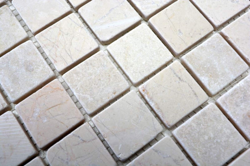 Marmor Mosaik Fliese Naturstein creme hellbeige elfenbein Fliesenspiegel Küche Bad WC - MOS42-0104