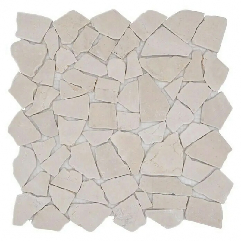 Mosaik Bruch Marmor Naturstein weiß creme Polygonal Küchenrückwand Fliesenspiegel Spritzschutz Küche Bad - MOS44-0104