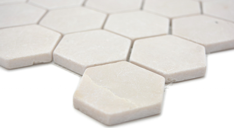 Piastrella di marmo a mosaico pietra naturale beige crema vaniglia esagono backsplash parete piastrelle bagno - MOS42-1212