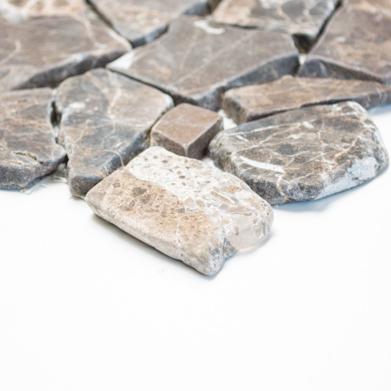 Handmuster Mosaik Fliese Marmor Naturstein Bruch Ciot Impala braun geflammt MOS44-1306_m