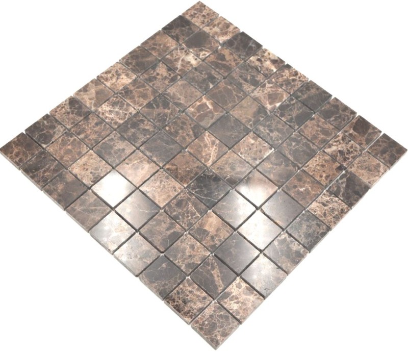 Piastrella di marmo a mosaico pietra naturale marrone scuro mix lucido backsplash cucina - MOS42-1306