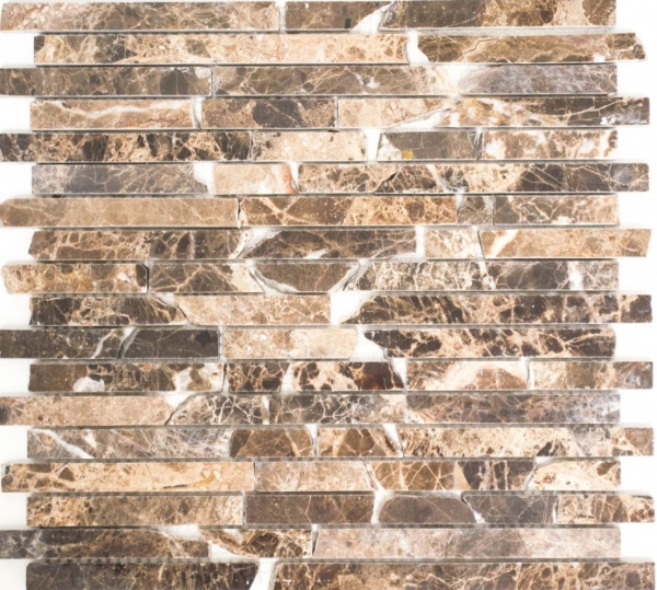 Mosaic marble natural stone Brick composite rods Impala dark brown polished glossy tile backsplash bathroom - MOS40-1306