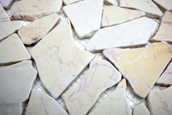 Hand-patterned mosaic tile marble natural stone quarry Ciot golden cream polished texture MOS44-30-2807_m