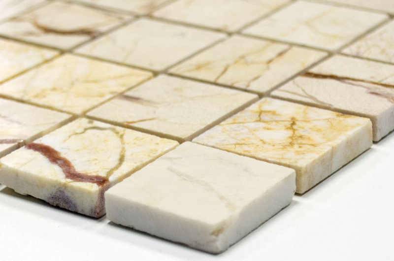 Marmor Mosaik Fliese Naturstein golden cream poliert glänzend - MOS42-32-2807