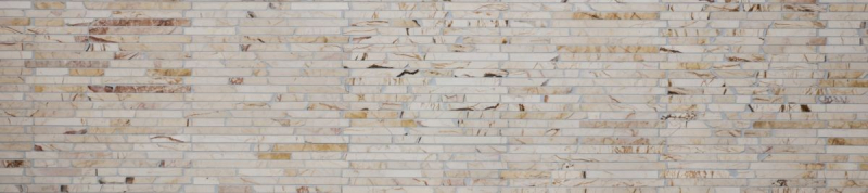 Mosaico di marmo pietra naturale mattone composito aste oro crema struttura lucida parete cucina - MOS40B-2807