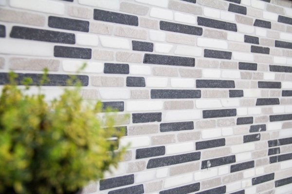 Mosaico di marmo pietra naturale beige grigio nero Brick composito aste piastrelle backsplash parete rivestimento bagno - MOS40-0204