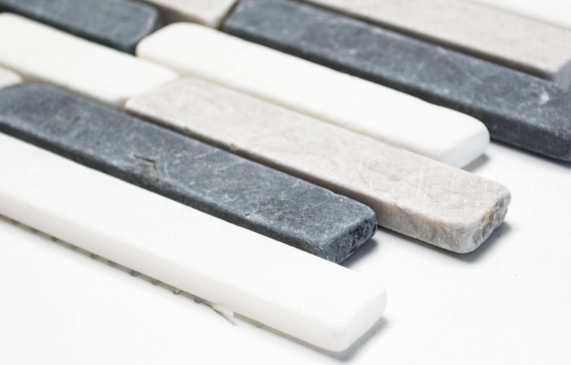 Mosaïque Marbre Pierre naturelle beige gris noir Brick composé de bâtonnets carreaux muraux salle de bain - MOS40-0204