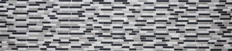 Mosaico di marmo pietra naturale beige grigio nero Brick composito aste piastrelle backsplash parete rivestimento bagno - MOS40-0204