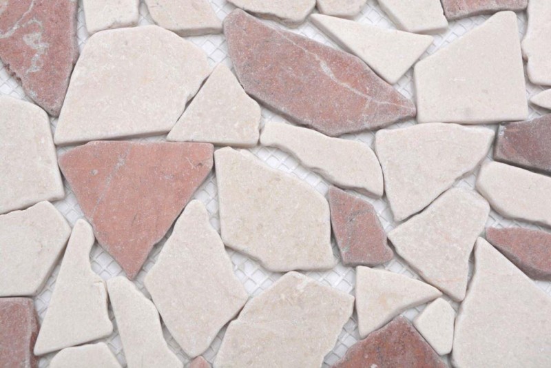 Mosaïque brisée Marbre pierre naturelle rouge beige Polygonal Rosso Verona protection anti-éclaboussures carrelage mur cuisine - MOS44-1002