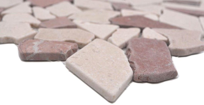 Mosaic quarry marble natural stone red beige polygonal Rosso Verona splashback tile backsplash wall kitchen - MOS44-1002