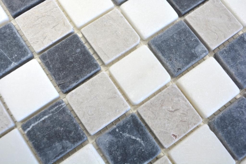 Marble mosaic tile natural stone beige gray black backsplash wall - MOS40-MOS32/1125