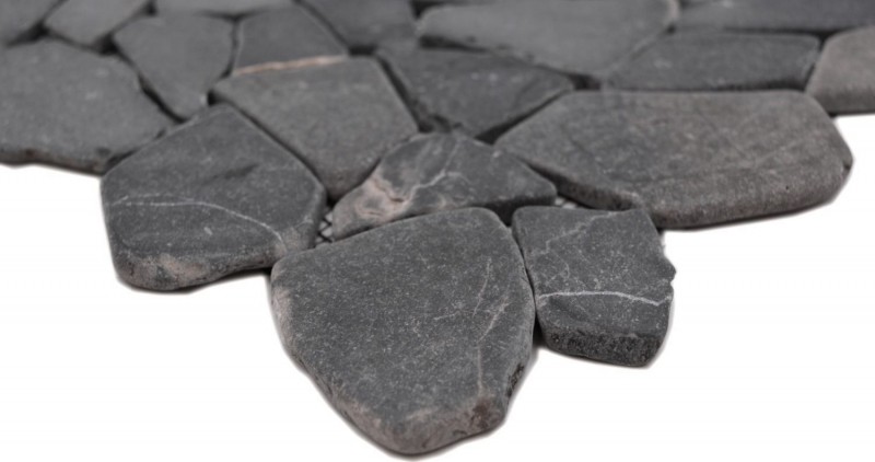 Mosaic quarry marble natural stone nero black anthracite dark gray polygonal tile backsplash kitchen wall bathroom - MOS44-30-120