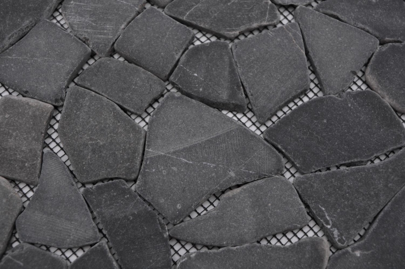Mosaik Bruch Marmor Naturstein Nero schwarz anthrazit dunkelgrau Polygonal Fliesenspiegel Küchenwand Bad - MOS44-30-120
