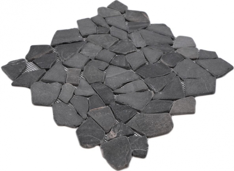 Mosaïque brisée Marbre Pierre naturelle Nero noir anthracite gris foncé Polygonal Carrelage mur cuisine salle de bain - MOS44-30-120