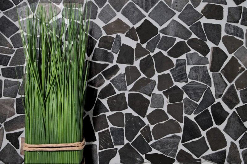 Mosaico di cava in pietra naturale grigio antracite piastrelle poligonali backsplash cucina parete bagno - MOS44-30-120