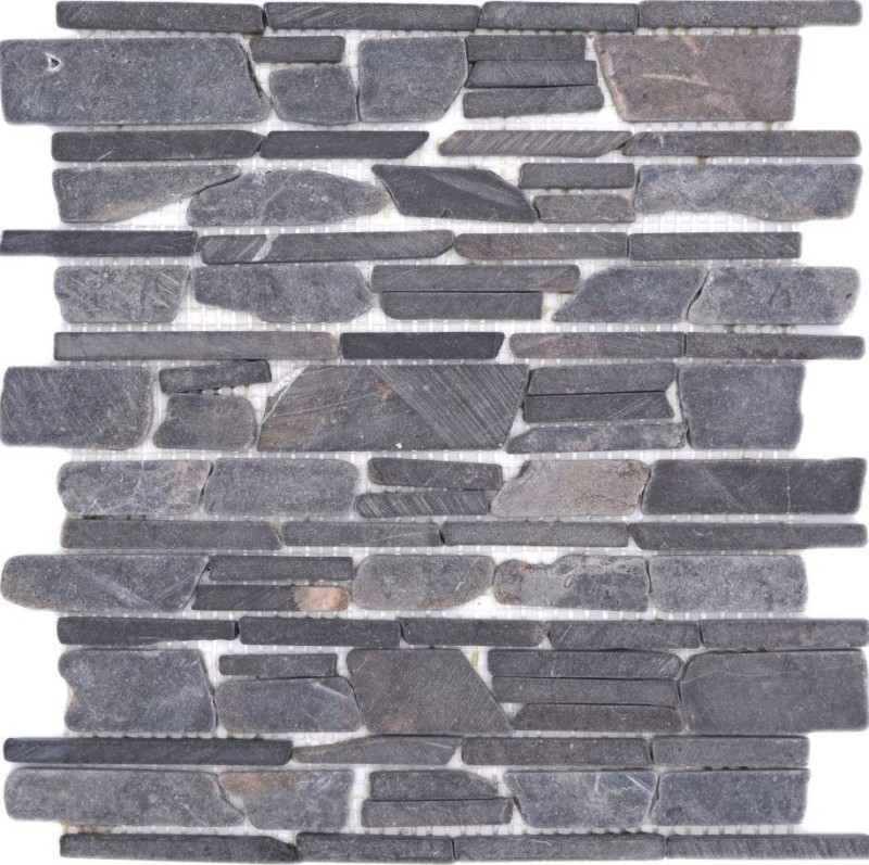 Mosaico di marmo pietra naturale nero antracite mattone mosaico mattone legame piastrelle backsplash muro rivestimento - MOS40-0210