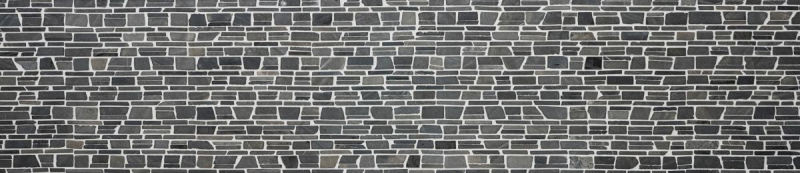 Mosaik Marmor Naturstein grau anthrazit Brickmosaik Backsteinverband Fliesenspiegel Wandverblender - MOS40-0210