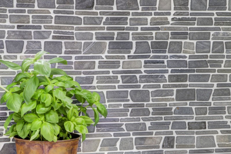 Mosaic marble natural stone gray anthracite brick mosaic brick bond tile backsplash wall facing - MOS40-0210