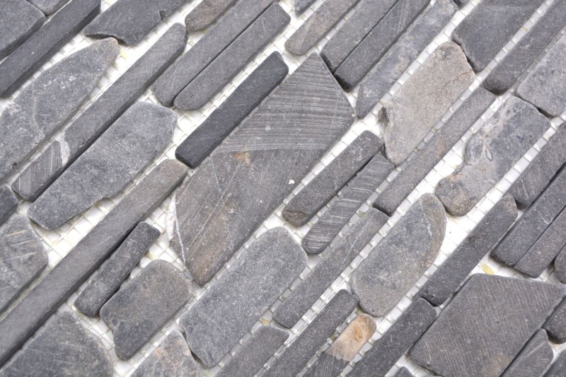 Mosaic marble natural stone black anthracite brick mosaic brick bond tile backsplash wall facing - MOS40-0210