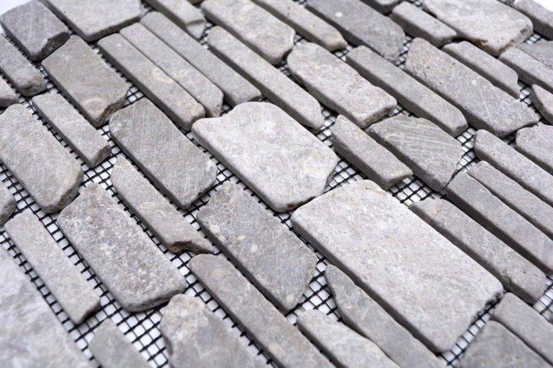Mosaik Fliese Marmor Naturstein grau Brickmosaik MOS40-0230_f